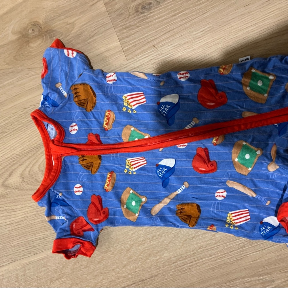 Little Sleepies Blue and Red Baseball Kids Pajamas